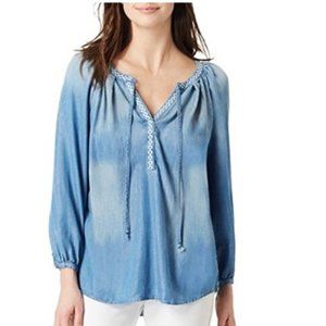 NWT VINTAGE AMERICA BLUES Women S Lyocell Tencil Blouse Top Bohemian Denim Shade